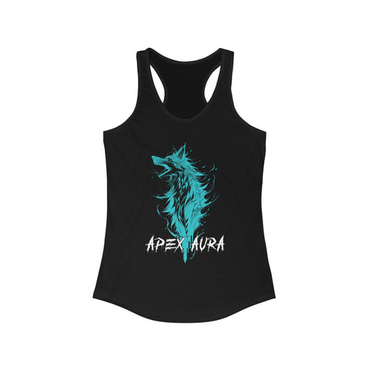 Apex Aura Women's Racerback Tank - Bohemian Wolf Design for Fitness and Casual Wear