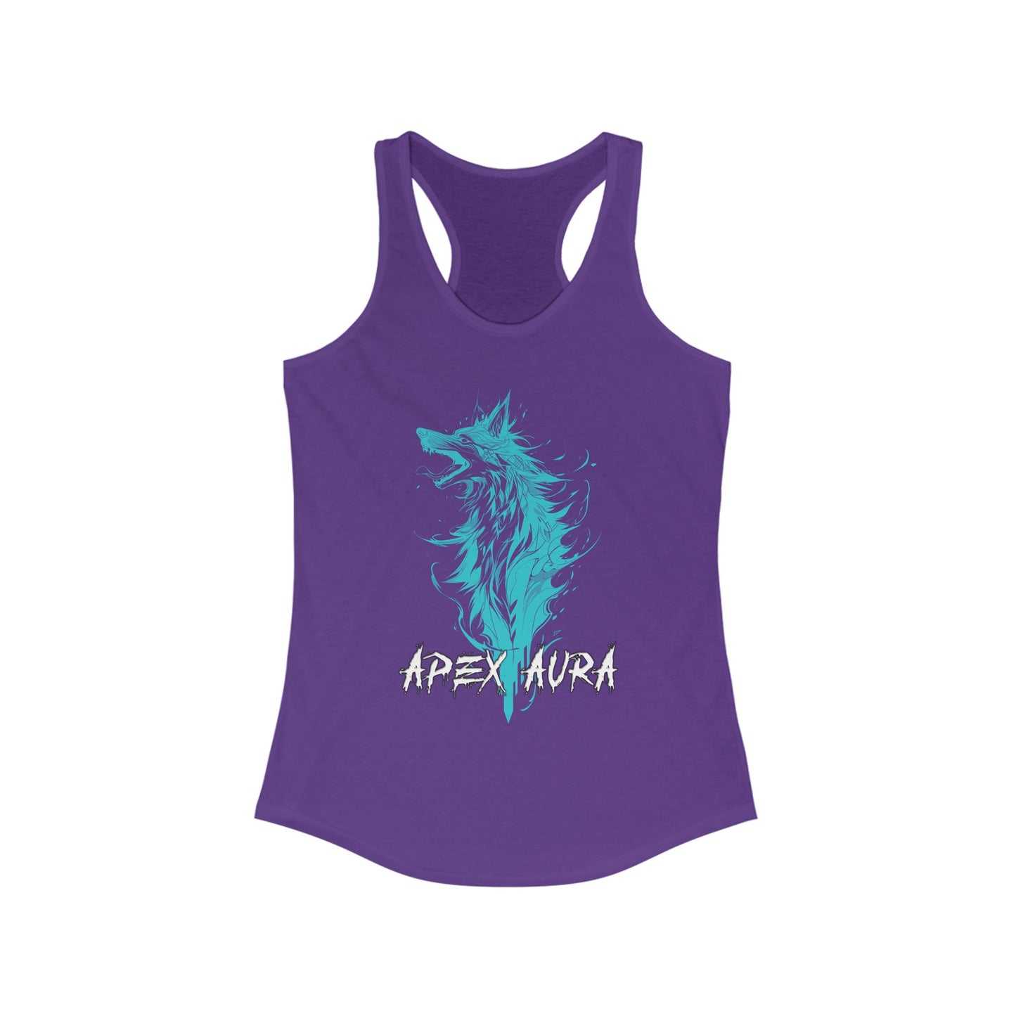 Apex Aura Women's Racerback Tank - Bohemian Wolf Design for Fitness and Casual Wear